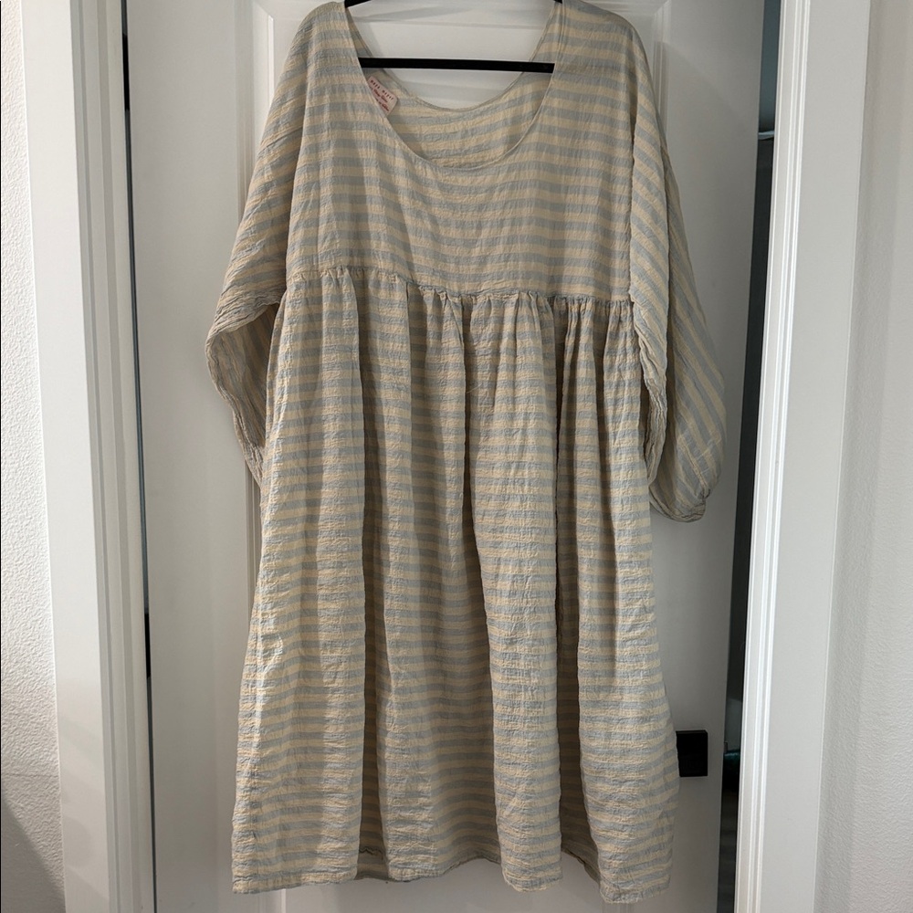 Striped Cream and Gray Women's Dress